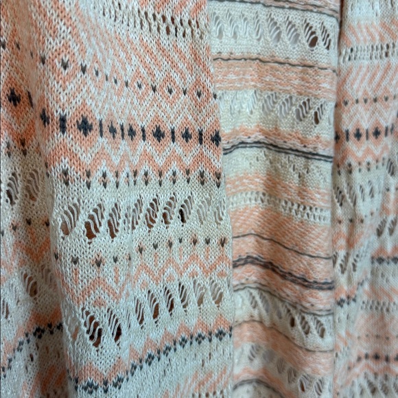 Roxy Women's Patterned knit Duster Cardigan - Cream and Pink - Med 100% Cotton - Picture 3 of 5